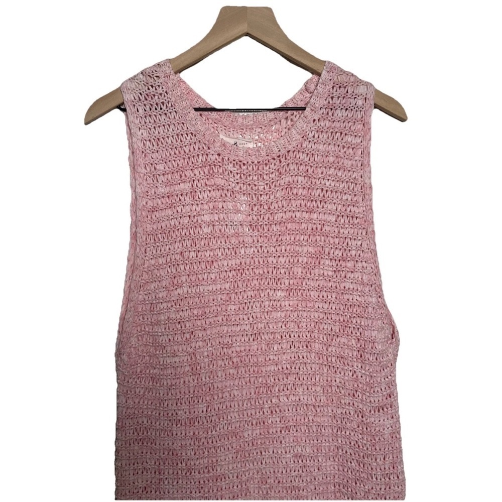 Lou & Grey For Women XL Sweater Dress Hi Low Sleeveless Pink Crochet Knit Beachy - Picture 2 of 14